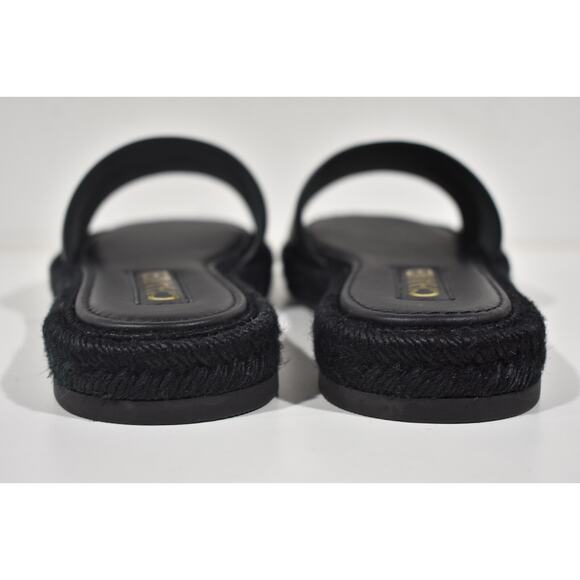 Chanel 23C Black Lambskin Leather CC Logo Slide Sandal Slip Espadrille Flat 42 - Picture 11 of 12